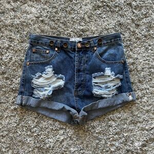One Teaspoon Distressed Jean Shorts